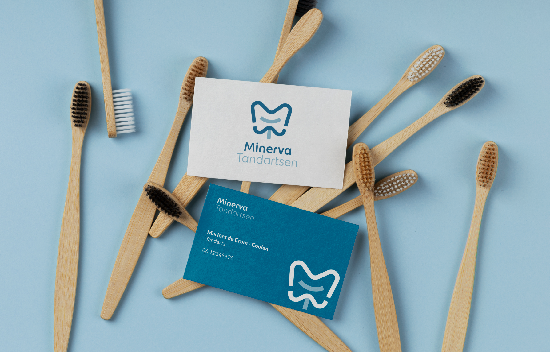Mockup visitekaartje Minerva Tandartsen